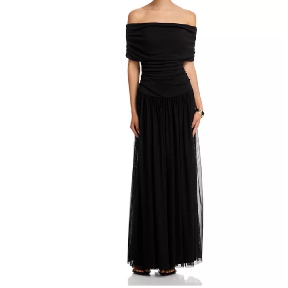 aqua formal black dress | Dresses | Aqua Gown Womens Off The Shoulder Tulle Ruched Nwt 208 Long sleeve